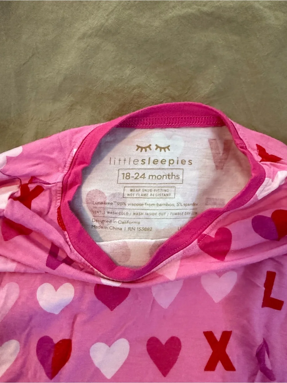 Little Sleepies Pink & Red XO Pajama Set